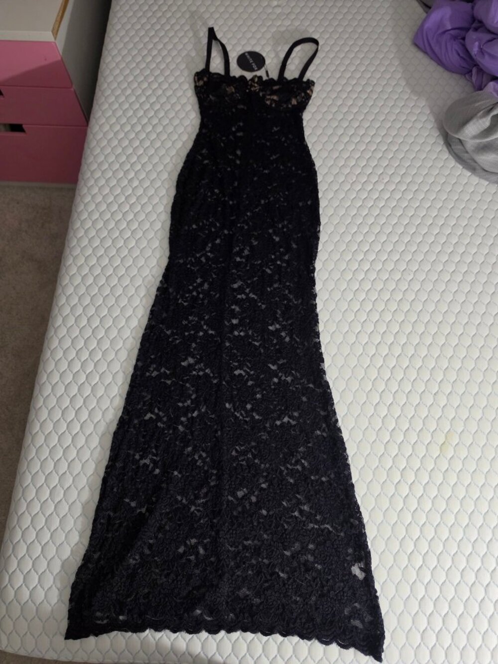 White Fox All My Life Black Lace Maxi Dress M NWT